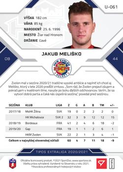 2020-21 SportZoo Tipos Extraliga 2. Seria - Gold #U-061 Jakub Melisko Back
