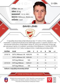 2020-21 SportZoo Tipos Extraliga 2. Seria - Gold #U-084 David Lovei Back