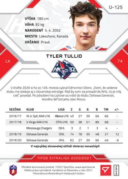 2020-21 SportZoo Tipos Extraliga 2. Seria - Gold #U-125 Tyler Tullio Back