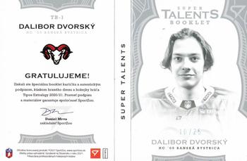 2020-21 SportZoo Tipos Extraliga 2. Seria - Super Talents Booklet #TB-1 Dalibor Dvorsky Back
