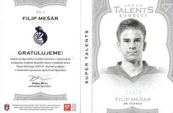 2020-21 SportZoo Tipos Extraliga 2. Seria - Super Talents Booklet #TB-2 Filip Mesar Back
