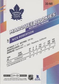 2020-21 Upper Deck - O-Pee-Chee Marquee Rookies 3D #3D-NR Nick Robertson Back
