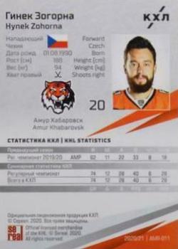 2020-21 Sereal KHL 13th Season Collection - Holographic Folio #AMR-011 Hynek Zohorna Back