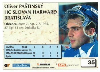 1995-96 APS HESR (Slovak) #35 Oliver Pastinsky Back