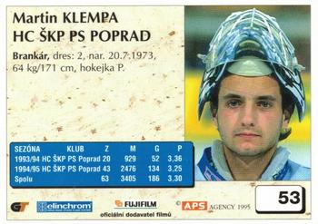 1995-96 APS HESR (Slovak) #53 Martin Klempa Back