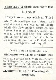 1955 Kiddy Gum Eishockey-Weltmeisterschaft #10 Vsevolod Bobrov Back
