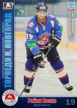 2010-11 Russian KHL #TOR-10 Ryan Vesce Front