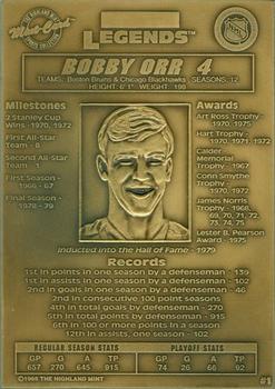 1995 Highland Mint Mint-Card Hockey Legends - Bronze #1 Bobby Orr Back