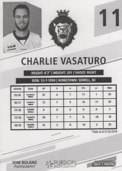 2018-19 Rieck's Printing Reading Royals (ECHL) #6 Charlie Vasaturo Back