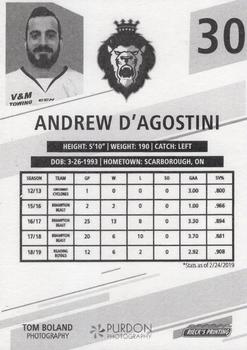 2018-19 Rieck's Printing Reading Royals (ECHL) #18 Andrew D'Agostini Back