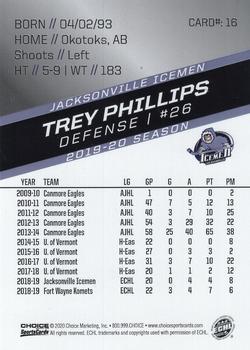 2019-20 Choice Jacksonville Icemen (SPHL) #16 Trey Phillips Back