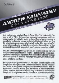 2019-20 Choice Jacksonville Icemen (SPHL) #24 Andrew Kaufmann Back