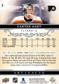 2021-22 Upper Deck Artifacts #9 Carter Hart Back