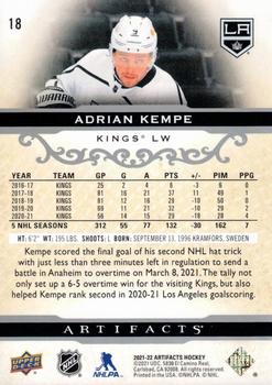 2021-22 Upper Deck Artifacts #18 Adrian Kempe Back
