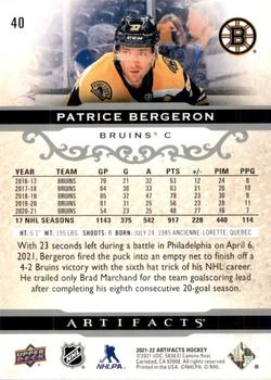 2021-22 Upper Deck Artifacts #40 Patrice Bergeron Back