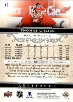 2021-22 Upper Deck Artifacts #43 Thomas Greiss Back