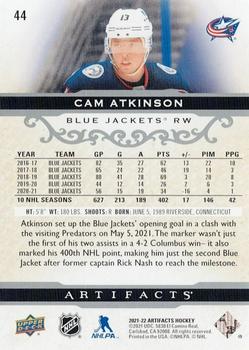2021-22 Upper Deck Artifacts #44 Cam Atkinson Back