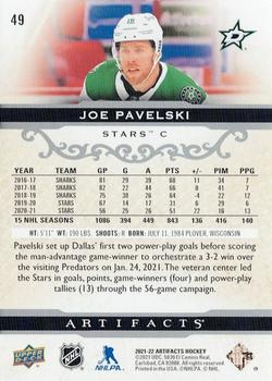 2021-22 Upper Deck Artifacts #49 Joe Pavelski Back