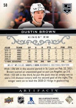 2021-22 Upper Deck Artifacts #58 Dustin Brown Back