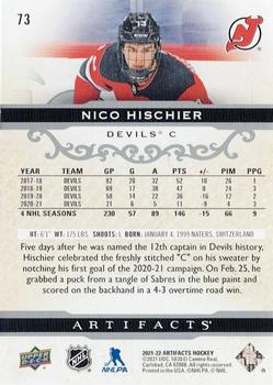 2021-22 Upper Deck Artifacts #73 Nico Hischier Back