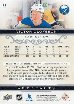 2021-22 Upper Deck Artifacts #83 Victor Olofsson Back