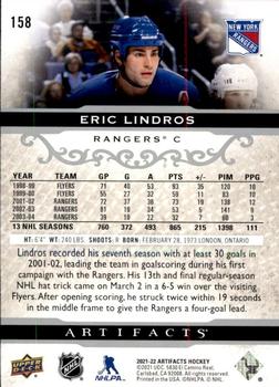 2021-22 Upper Deck Artifacts #158 Eric Lindros Back