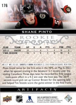 2021-22 Upper Deck Artifacts #176 Shane Pinto Back