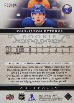 2021-22 Upper Deck Artifacts #RED184 John-Jason Peterka Back