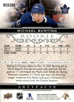 2021-22 Upper Deck Artifacts #RED208 Michael Bunting Back