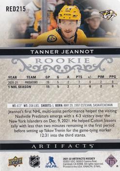 2021-22 Upper Deck Artifacts #RED215 Tanner Jeannot Back