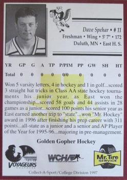 1996-97 Minnesota Golden Gophers (NCAA) #25 Dave Spehar Back