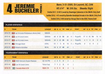 2018-19 Victoria Grizzlies (BCHL) #NNO Jeremie Bucheler Back