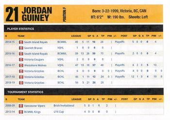 2018-19 Victoria Grizzlies (BCHL) #NNO Jordan Guiney Back