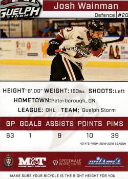 2019-20 Guelph Storm (OHL) Limited Edition Set 2 #NNO Josh Wainman Back