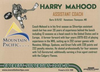 2018-19 Grandstand Everett Silvertips (WHL) #NNO Harry Mahood Back