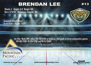 2019-20 Grandstand Everett Silvertips (WHL) #13 Brendan Lee Back
