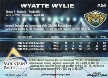 2019-20 Grandstand Everett Silvertips (WHL) #20 Wyatte Wylie Back