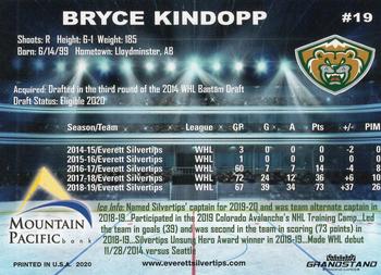 2019-20 Grandstand Everett Silvertips (WHL) #23 Bryce Kindopp Back