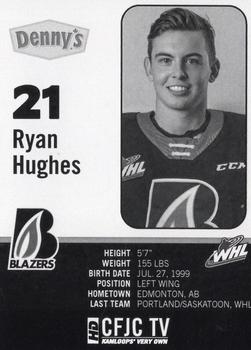 2019-20 Kamloops Blazers (WHL) #NNO Ryan Hughes Back