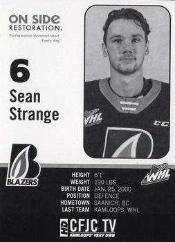 2019-20 Kamloops Blazers (WHL) #NNO Sean Strange Back