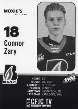 2019-20 Kamloops Blazers (WHL) #NNO Connor Zary Back