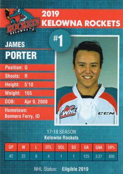 2018-19 Kelowna Rockets (WHL) #NNO James Porter Back