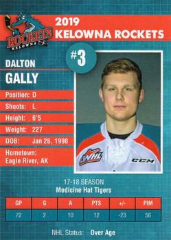 2018-19 Kelowna Rockets (WHL) #NNO Dalton Gally Back