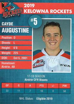 2018-19 Kelowna Rockets (WHL) #NNO Cayde Augustine Back