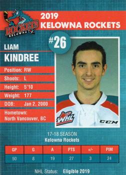 2018-19 Kelowna Rockets (WHL) #NNO Liam Kindree Back