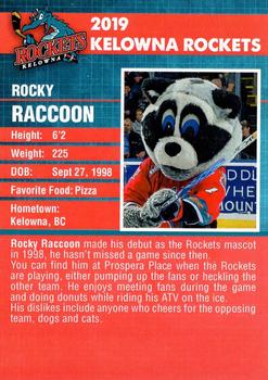 2018-19 Kelowna Rockets (WHL) #NNO Rocky Raccoon Back