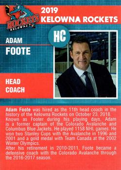 2018-19 Kelowna Rockets (WHL) #NNO Adam Foote Back