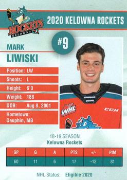 2019-20 Kelowna Rockets (WHL) #NNO Mark Liwiski Back