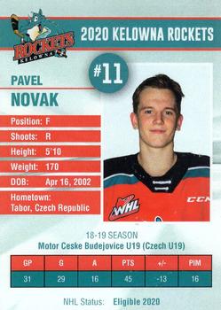 2019-20 Kelowna Rockets (WHL) #NNO Pavel Novak Back