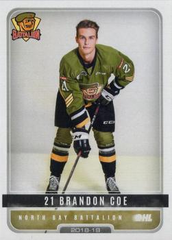 2018-19 Extreme North Bay Battalion (OHL) #9 Brandon Coe Front